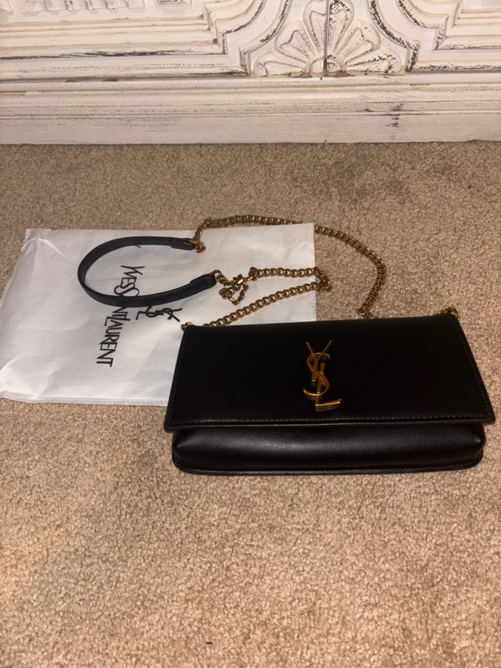 Saint Laurent Black YSL Chain Crossbody Bag - Picture 2 of 4
